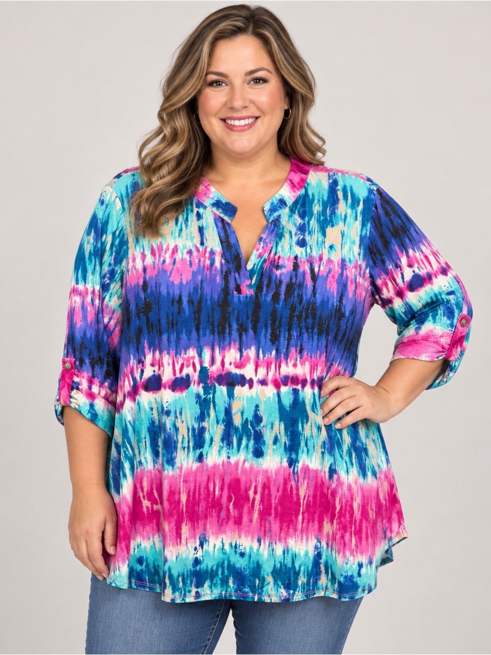 Dear Scarlett Lizzy Tie-Dye Blouse 2X NWT